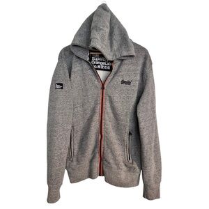 The Superdry Orange Label Gray Zip Up Hoodie SZ Medium Casual Streetwear READ